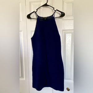 Dark blue crocheted halter neck dress